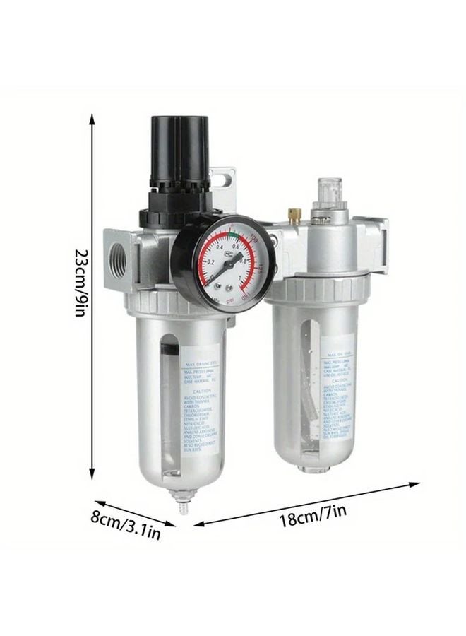 Air Compressor Filter Regulator Combo Kit 1 2 Inch Aluminum Body Oil Water Trap System - Image 3